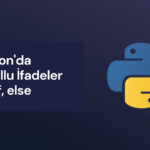 Python'da koşullu ifadeler if, elif, else konu anlatımı kapak görseli, Python logosu